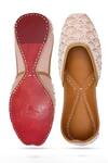 Shop_NR By Nidhi Rathi_Rose Gold Embroidered Flat Juttis _at_Aza_Fashions