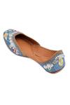 NR By Nidhi Rathi_Blue Hand-embroidered Leather Flat Juttis _Online_at_Aza_Fashions