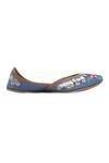 Buy_NR By Nidhi Rathi_Blue Hand-embroidered Leather Flat Juttis _Online_at_Aza_Fashions
