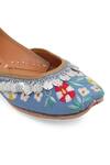 NR By Nidhi Rathi_Blue Hand-embroidered Leather Flat Juttis _at_Aza_Fashions