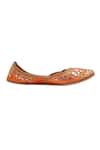 NR By Nidhi Rathi_Orange Embroidered Flat Juttis _Online_at_Aza_Fashions