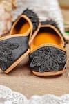 Shop_NR By Nidhi Rathi_Black Embroidered Flat Juttis _Online_at_Aza_Fashions