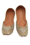 Buy_NR By Nidhi Rathi_Gold Gold-toned Embroidered Flat Juttis 