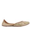 NR By Nidhi Rathi_Gold Handcrafted Embroidered Leather Juttis _Online_at_Aza_Fashions