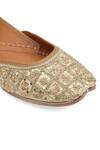 NR By Nidhi Rathi_Gold Handcrafted Embroidered Leather Juttis _at_Aza_Fashions