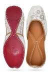 Shop_NR By Nidhi Rathi_White Handcrafted Embroidered Leather Juttis _at_Aza_Fashions