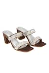 Buy_PEHRA_Brown Embroidery Two Strap Block Heels _Online_at_Aza_Fashions