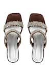 Shop_PEHRA_Brown Embroidery Two Strap Block Heels _at_Aza_Fashions