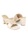 Buy_PEHRA_Beige Embroidery Cross Strap Block Heels _at_Aza_Fashions