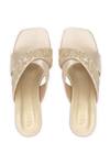 Shop_PEHRA_Beige Embroidery Cross Strap Block Heels _at_Aza_Fashions