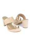 Buy_PEHRA_Beige Embroidery Kolhapuri Block Heels _at_Aza_Fashions
