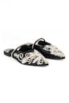 Shop_PEHRA_Black One Side Embroidered Flats _Online_at_Aza_Fashions