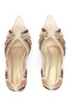 Shop_PEHRA_Beige Beads, Sequins Cutwork Beaded Stiletto Heels _at_Aza_Fashions