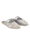 Buy_PEHRA_Gray One Side Embroidered Flats With Pearl Strap _Online_at_Aza_Fashions