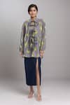 Buy_Dhruv Kapoor_Multi Color Collared Luminous Tie-up Shirt _at_Aza_Fashions