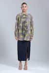 Dhruv Kapoor_Multi Color Collared Luminous Tie-up Shirt _Online_at_Aza_Fashions