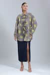 Buy_Dhruv Kapoor_Multi Color Collared Luminous Tie-up Shirt _Online_at_Aza_Fashions