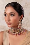 Buy_Anana_Mauve Beads Multicoloured Two Tone Choker And Earrings Set _at_Aza_Fashions