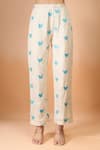 Naintara Bajaj_Off White Cotton Embroidery Round Neck Monarch Butterfly Pant Co-ord Set _at_Aza_Fashions