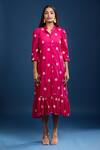 Naintara Bajaj_Pink Cotton Embroidery Collared Dress _Online_at_Aza_Fashions