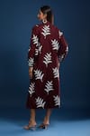 Shop_Naintara Bajaj_Maroon Cotton Embroidery Round Neck Dress _at_Aza_Fashions