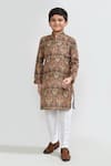 Buy_Petite Pomme_Multi Color Cotton, Silk Multicolour Printed Kurta And White Pant Set _at_Aza_Fashions