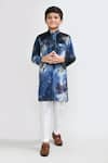 Buy_Petite Pomme_Teal Velvet, Silk Blue Kurta And White Pant Set _Online_at_Aza_Fashions