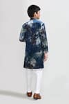 Shop_Petite Pomme_Teal Velvet, Silk Blue Kurta And White Pant Set _at_Aza_Fashions