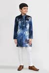 Buy_Petite Pomme_Teal Velvet, Silk Blue Kurta And White Pant Set _at_Aza_Fashions