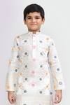 Petite Pomme_Off White Silk Embroidery Kurta And Pant Set _at_Aza_Fashions