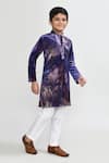 Shop_Petite Pomme_Purple Velvet, Silk Kurta And White Pant Set _Online_at_Aza_Fashions
