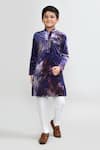 Buy_Petite Pomme_Purple Velvet, Silk Kurta And White Pant Set _at_Aza_Fashions