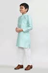 Petite Pomme_Green Cotton, Silk Embroidery Pastel Geometric Kurta And Pant Set _Online_at_Aza_Fashions