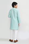 Shop_Petite Pomme_Green Cotton, Silk Embroidery Pastel Geometric Kurta And Pant Set _at_Aza_Fashions