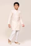 Arihant Rai Sinha_Cream Cotton Printed Kurta And White Pant Set _Online_at_Aza_Fashions