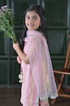 Shop_The Plum Bum_Pink Cotton, Net Embroidery Dusty Sharara Set _at_Aza_Fashions