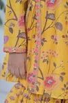 The Plum Bum_Yellow Chanderi Silk, Net Embroidery Floral Kurta Sharara Set _Online_at_Aza_Fashions