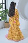 Shop_The Plum Bum_Yellow Chanderi Silk, Net Embroidery Floral Kurta Sharara Set _at_Aza_Fashions