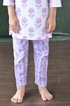 The Plum Bum_White Cotton Embroidery White-purple Floral Kurta Set _Online_at_Aza_Fashions