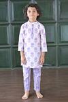 Shop_The Plum Bum_White Cotton Embroidery White-purple Floral Kurta Set _at_Aza_Fashions
