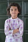 Buy_The Plum Bum_White Cotton Embroidery White-purple Floral Kurta Set _Online_at_Aza_Fashions