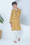 Shop_The Plum Bum_Yellow Cotton Embroidery Threadwork Kurta Set _at_Aza_Fashions
