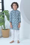 Buy_The Plum Bum_Blue Cotton Embroidery Threadwork Kurta Set _at_Aza_Fashions