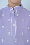 Shop_The Plum Bum_Purple Linen Embroidery Kurta Set _Online_at_Aza_Fashions
