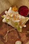 Buy_Floristaa By Mahek_White Rhinestones, Pearls Meher Rakhi Lumba Set _at_Aza_Fashions