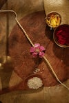 Shop_Floristaa By Mahek_Pink Rhinestones, Pearls Indira Rakhi Lumba Set _at_Aza_Fashions