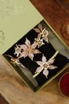 Floristaa By Mahek_Pink Rhinestones, Pearls Naina Rakhi Lumba Set _Online_at_Aza_Fashions