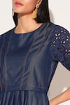 Shop_Linetribe__Blue Denim Embroidery Round Neck Corvus Dress 