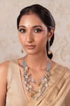 Buy_Anana_Gold Plated Two Tone Floral Necklace And Earring Set _at_Aza_Fashions