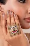Buy_Anana_Red Gemstones Ruby Two Tone Designer Ring _at_Aza_Fashions